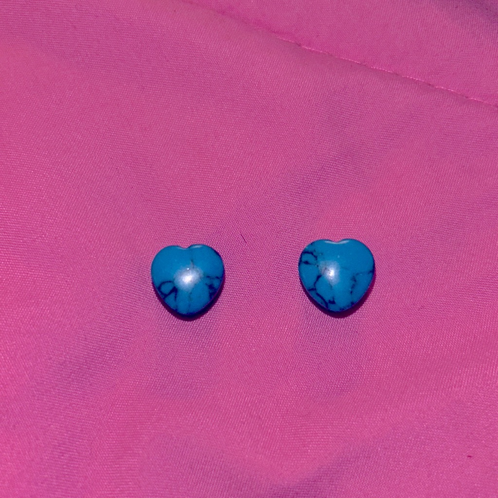 00 Gauge Turquoise Stone Heart Shaped Plugs